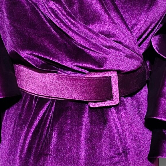 Couture Purple Velvet Stretch Mermaid Dress Size 8 - Picture 3 of 8